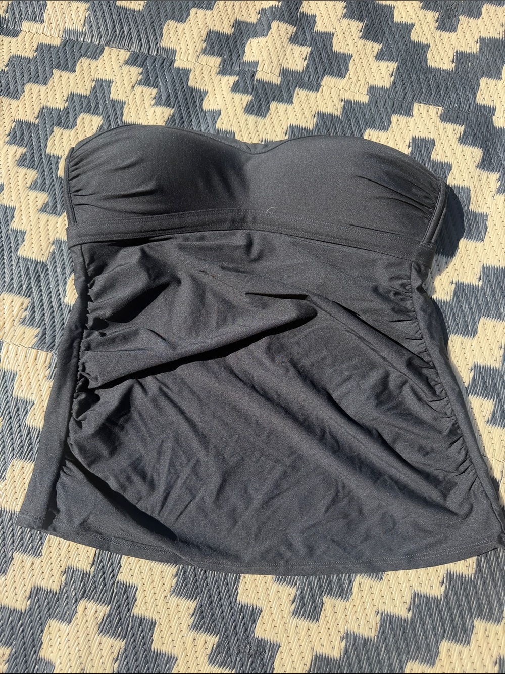 Athleta Black Strapless Ruched One-Piece Swim Tank
